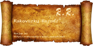 Rakovszky Rezső névjegykártya